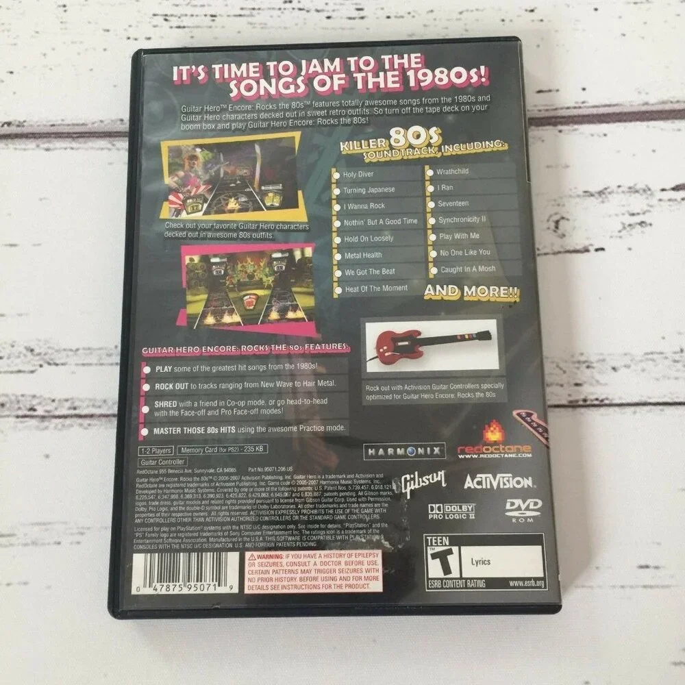 Guitar Hero Encore Rock The 80s Sony PlayStation 2 PS2 Video Game Tested Works